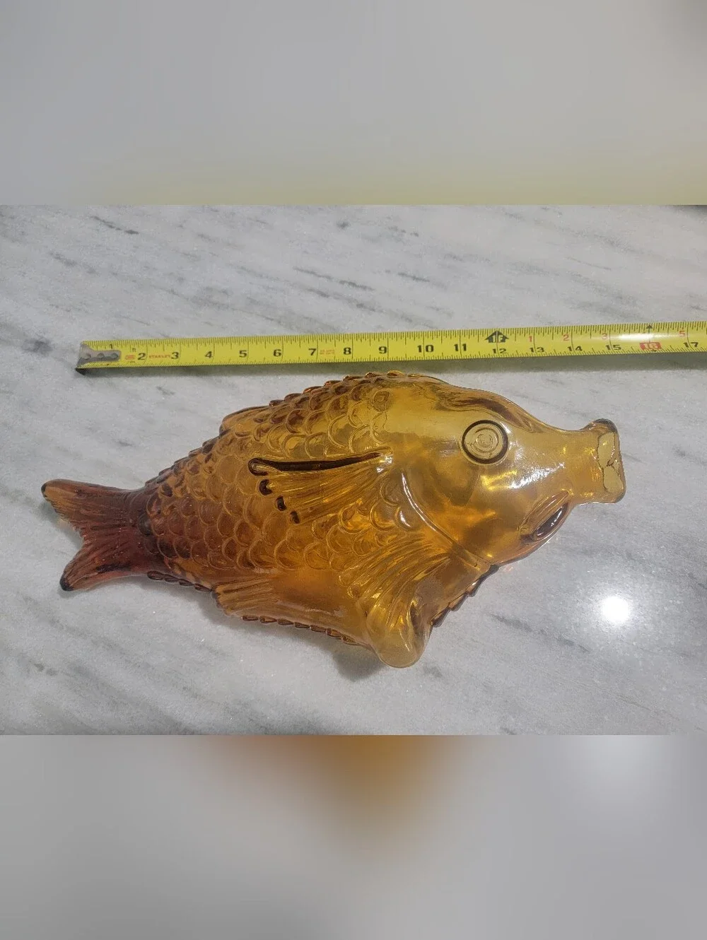 Amber Glass Fish Ornament  Decorative Accent